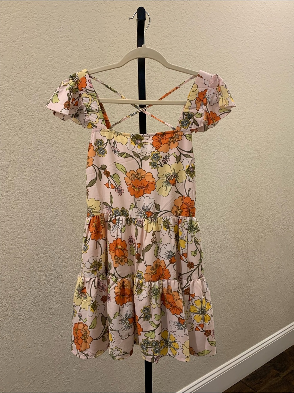 Band of Gypsies Lottie & Holly Floral Ruffle Tier Mini Dress Size S Bohemian